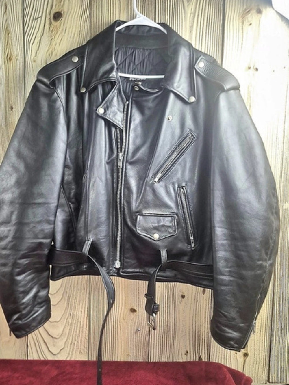 Steer Brand Vintage Leather Motorcycle Biker Jacket Size 50